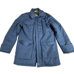 Vtg St Johns Bay Mens Blue X Tall 8 Parka Jacket Plaid Lined Winter Warm